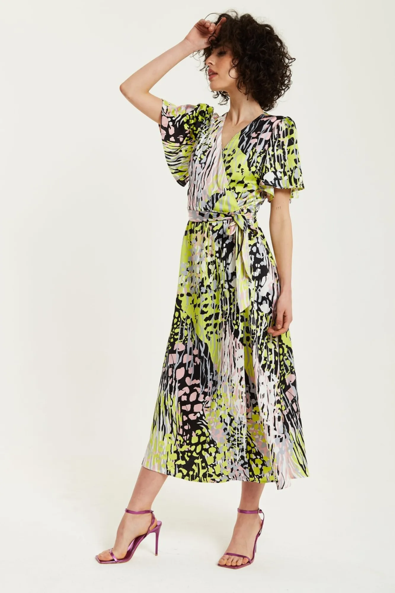 Midi Dresses^Liquorish Abstract Print Midi Wrap Dress Multicolour