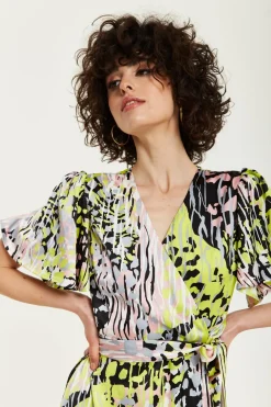 Midi Dresses^Liquorish Abstract Print Midi Wrap Dress Multicolour