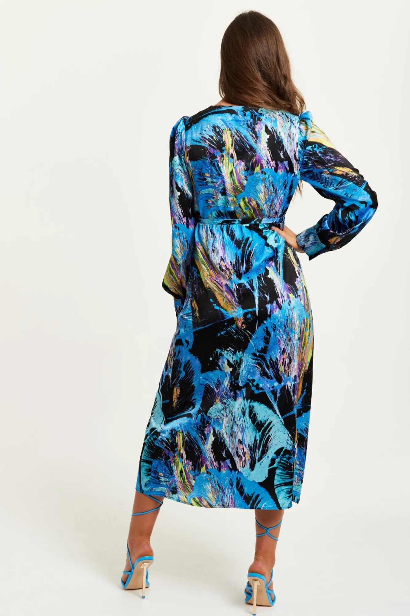 Midi Dresses^Liquorish Abstract Print Midi Wrap Dress Multicolour