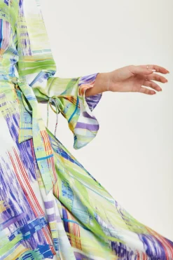 Midi Dresses^Liquorish Abstract Print Midi Wrap Dress In Green