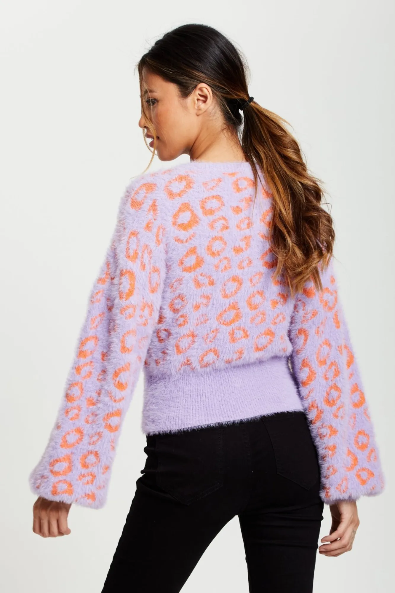 Cardigans^Liquorish Animal Pattern Fluffy Cardigan In Lilac