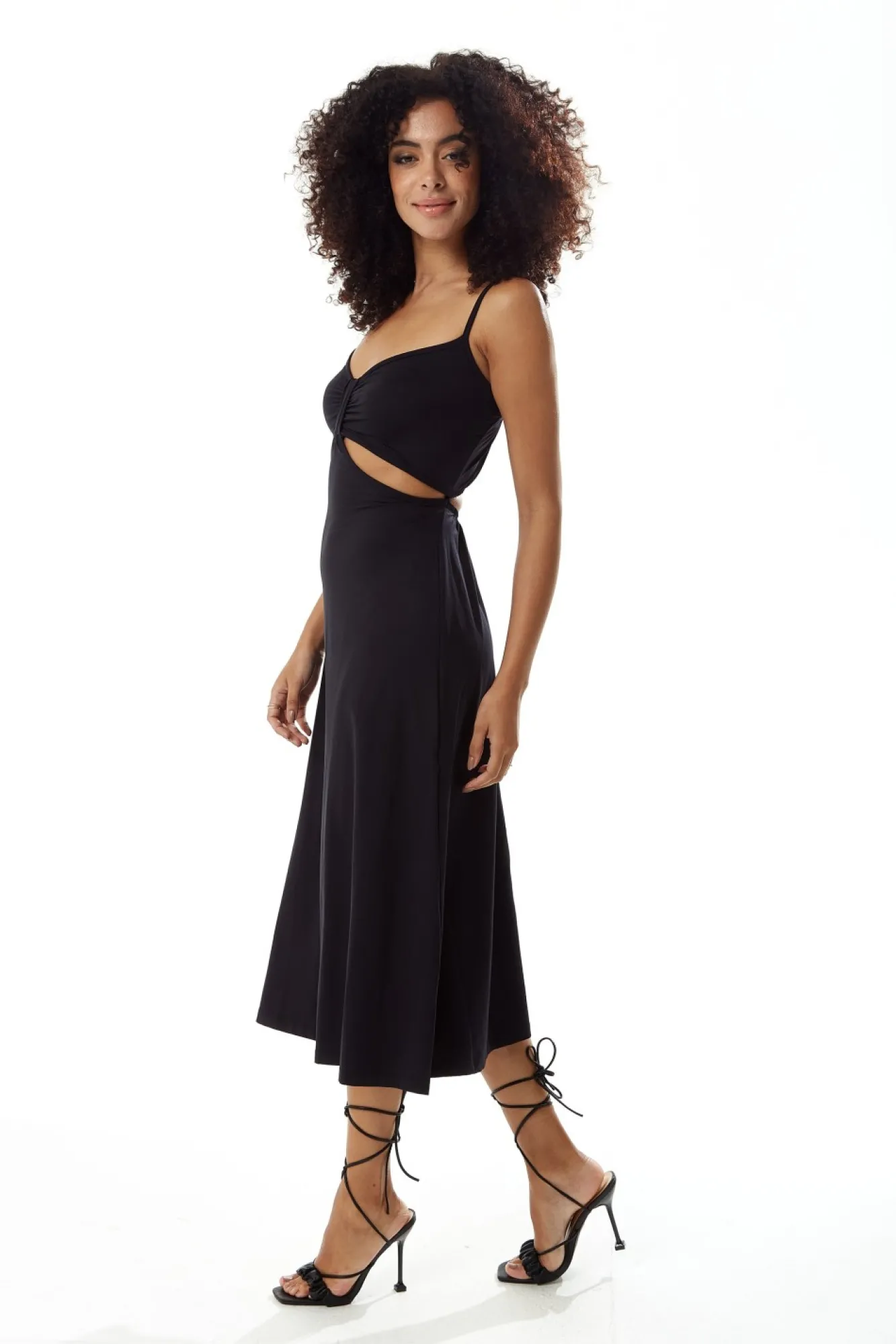 Midi Dresses^Liquorish Cami Dress With Cut Out Details Black