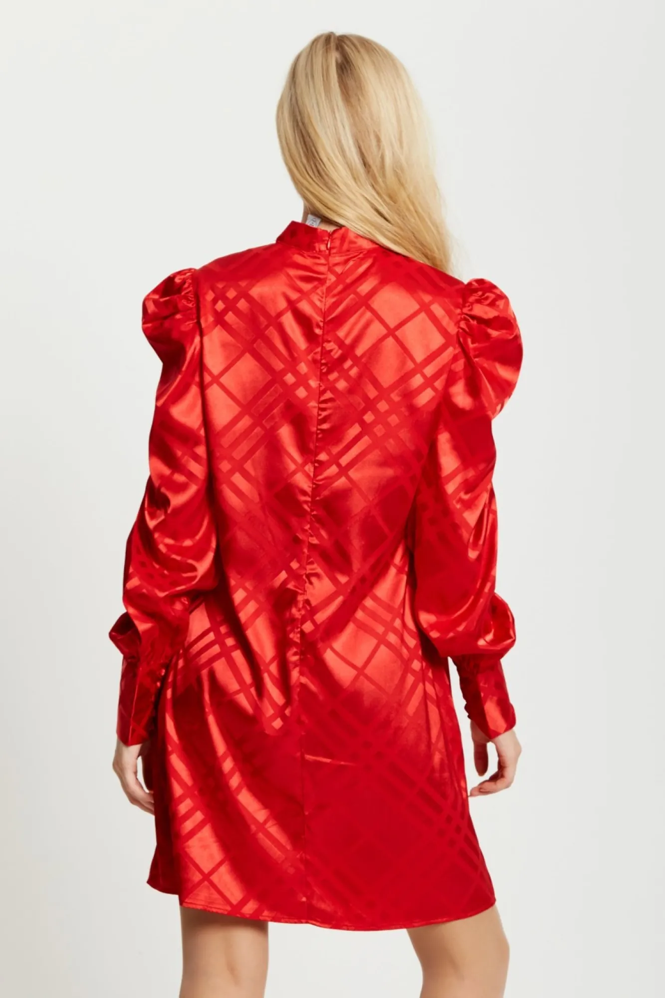Mini Dresses^Liquorish Check Jacquard Mini Dress With High Neck Red