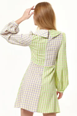 Mini Dresses^Liquorish Check Mini Dress With Collar Green