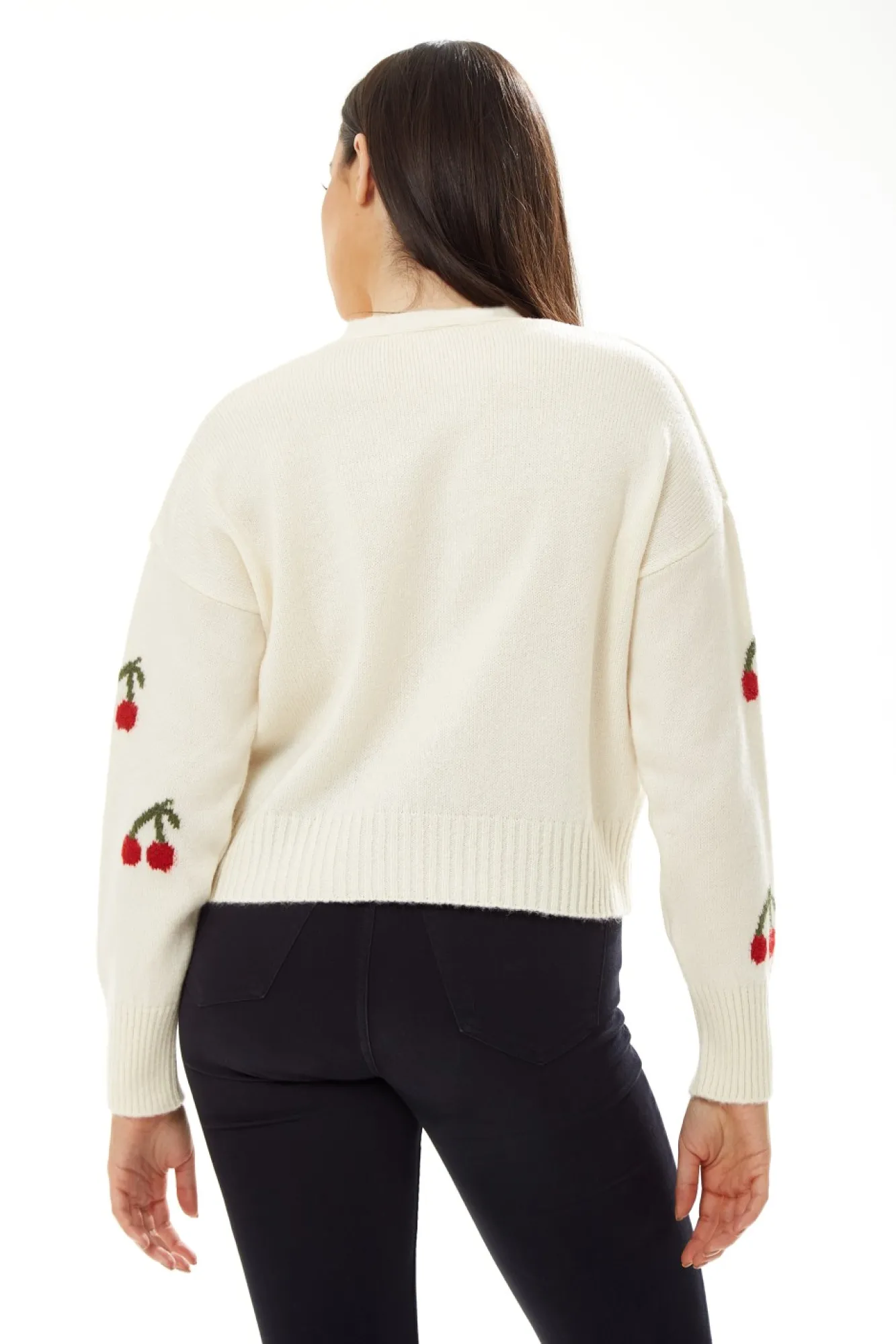 Cardigans^Liquorish Cherry Pattern Cardigan White