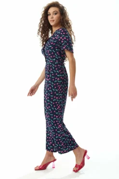 Jumpsuits^Liquorish Cherry Print Jumpsuit In Navy