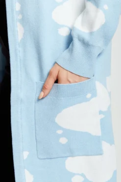 Cardigans^Liquorish Cloud Pattern Longline Cardigan In Light Blue