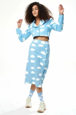 Skirts^Liquorish Cloud Print Skirt In Blue
