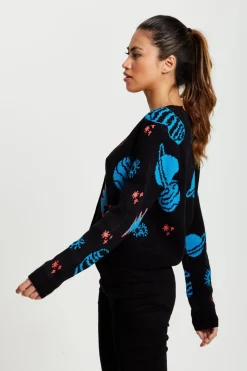 Cardigans^Liquorish Cosmic Pattern Cropped Cardigan In Black