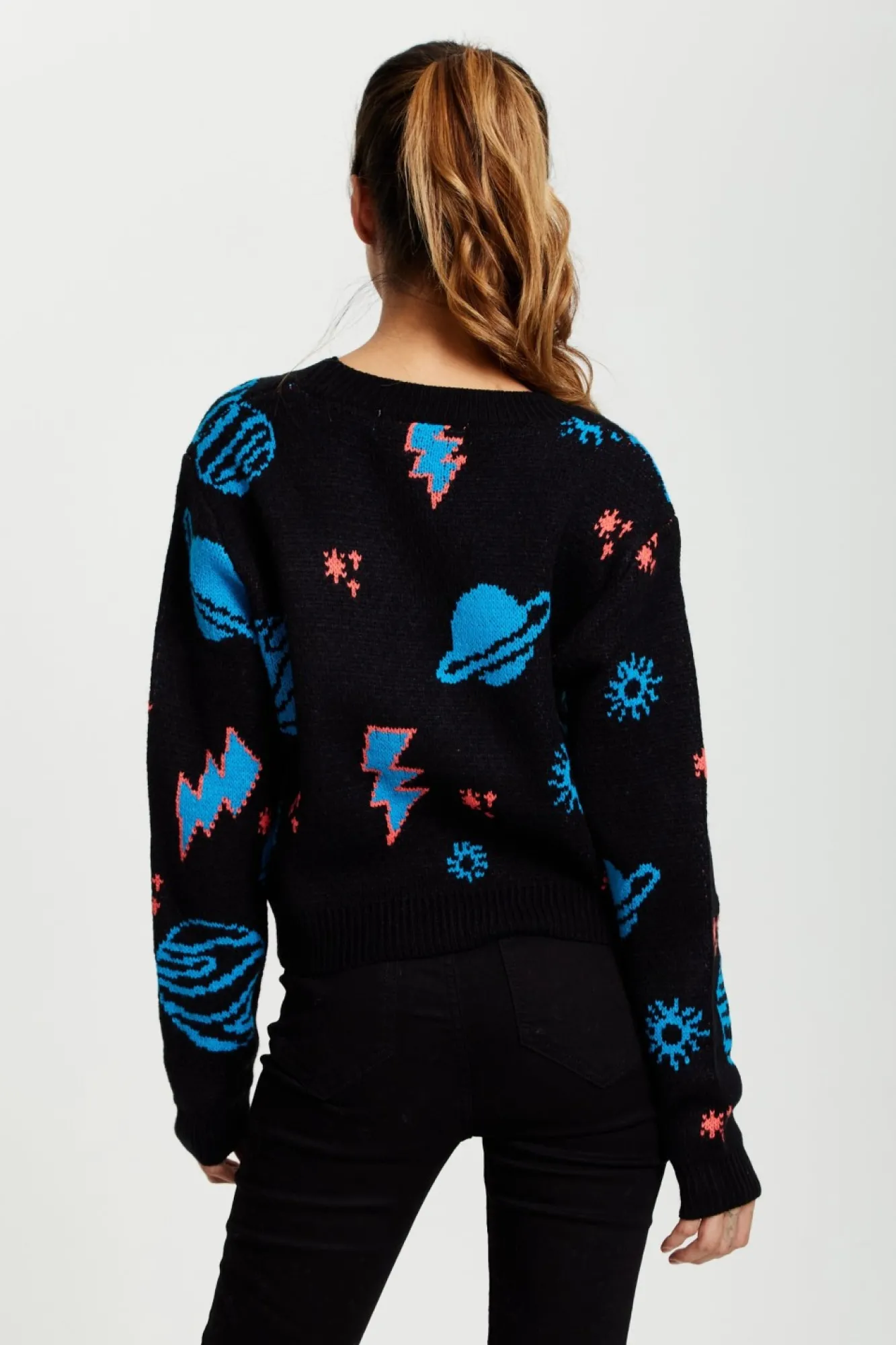 Cardigans^Liquorish Cosmic Pattern Cropped Cardigan In Black