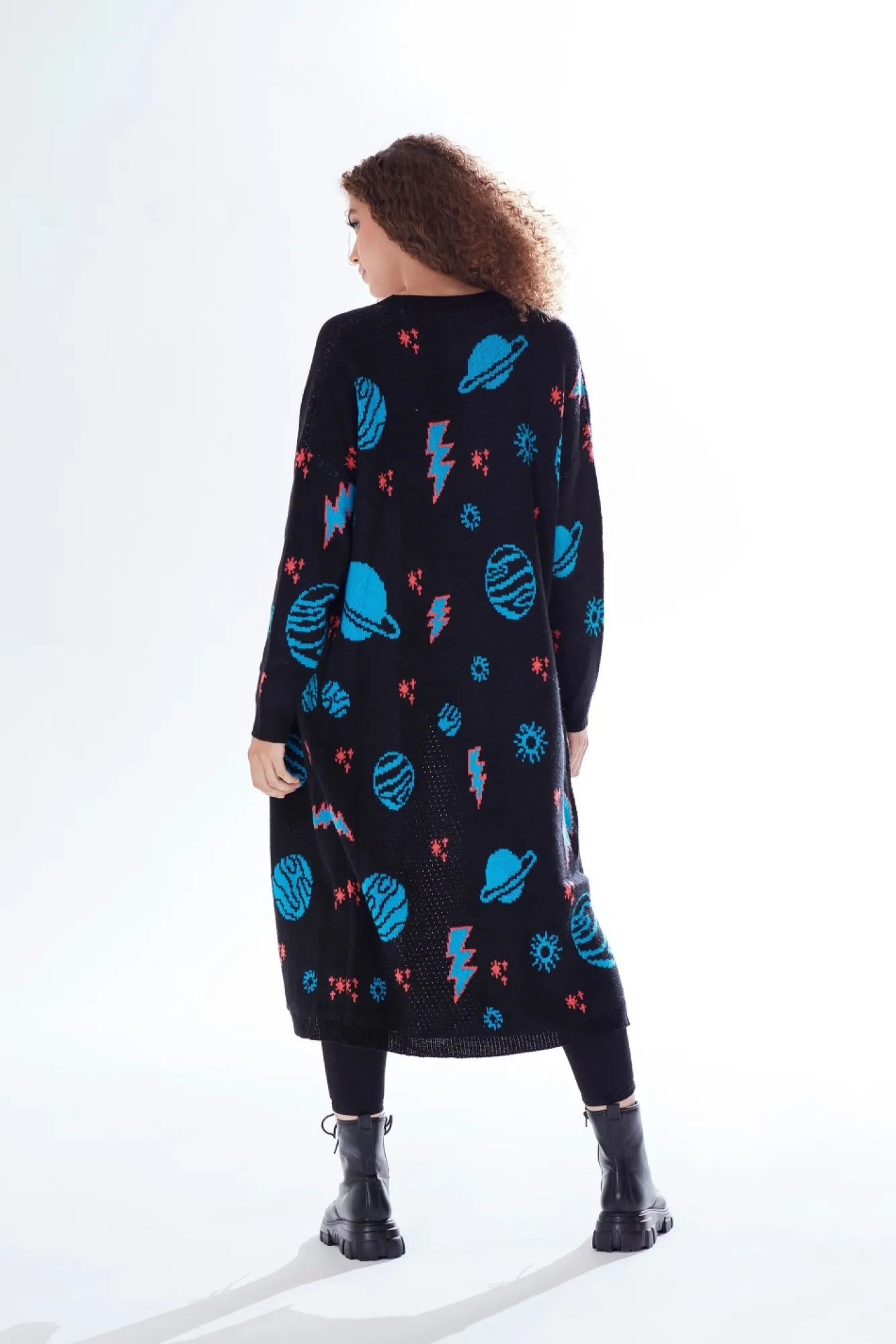 Cardigans^Liquorish Cosmic Pattern Open Front Cardigan In Black