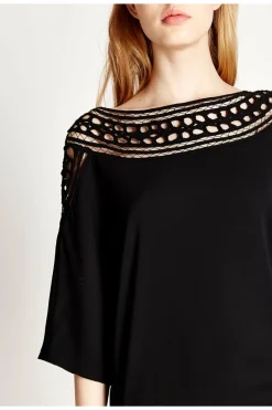 Mini Dresses^Liquorish Divine Grace Mini Dress With Crochet Insert Black