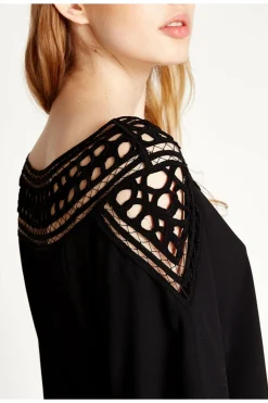 Mini Dresses^Liquorish Divine Grace Mini Dress With Crochet Insert Black