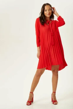 Mini Dresses^Liquorish Divine Grace Pleated Dress Red
