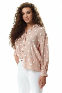 Blouses^Liquorish Divine Grace Polka Dot Shirt In Nude