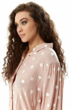 Blouses^Liquorish Divine Grace Polka Dot Shirt In Nude