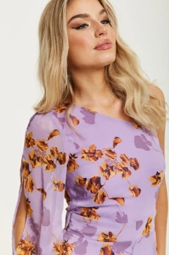 Jumpsuits^Liquorish Floral Asymmetrical Jumpsuit Purple