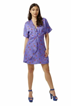 Mini Dresses^Liquorish Floral Knot Front Mini Dress Purple
