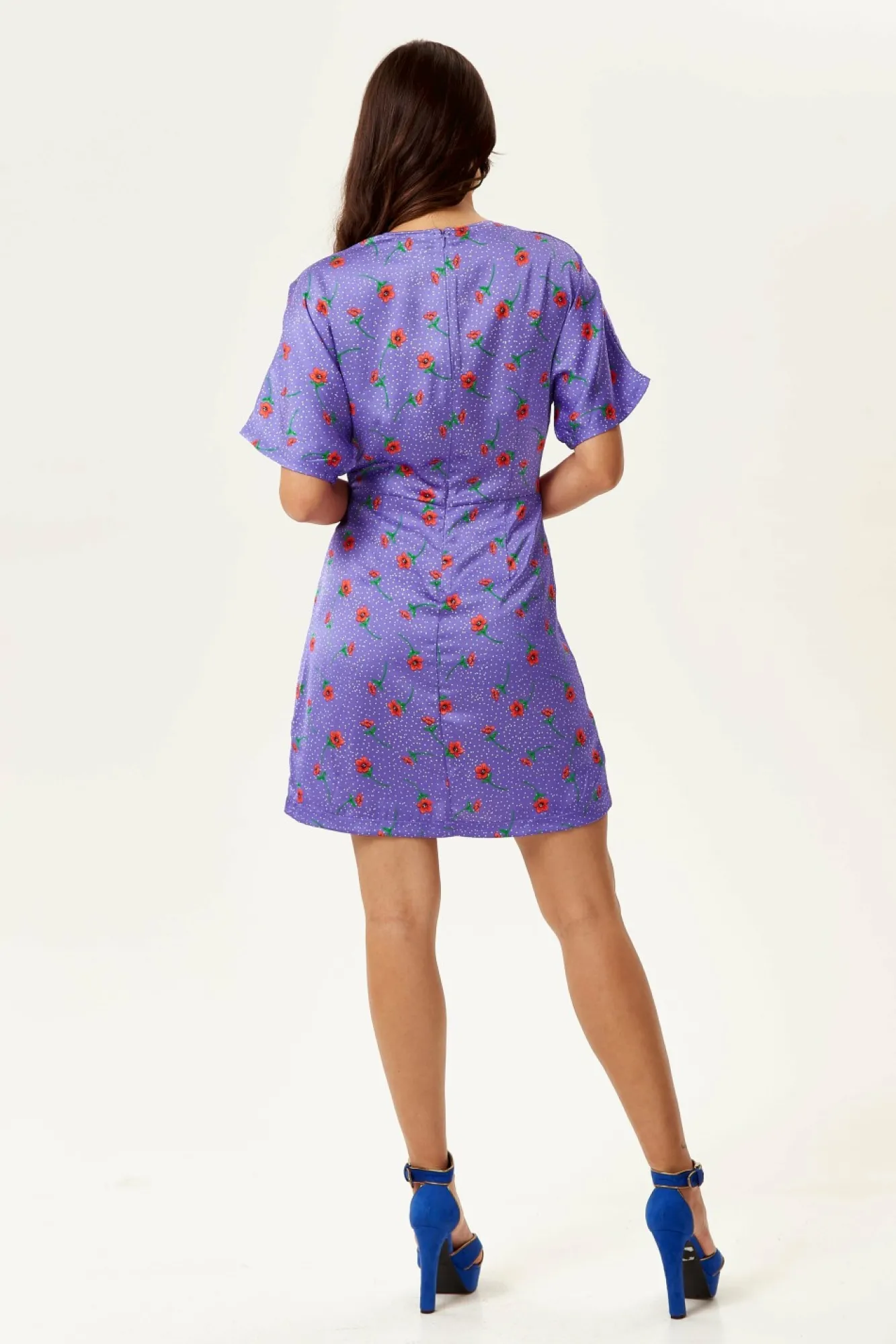 Mini Dresses^Liquorish Floral Knot Front Mini Dress Purple