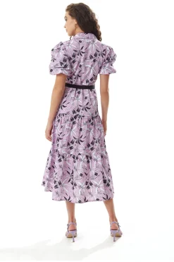 Midi Dresses^Liquorish Floral Print Button Up Midi Dress In Lilac