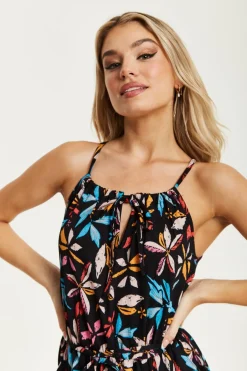 Jumpsuits^Liquorish Floral Print Jumpsuit With Straight Legs Multicolour