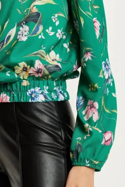 Blouses^Liquorish Floral Print Wrap Top Green