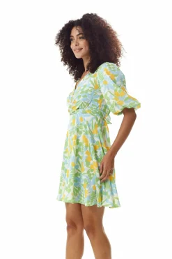 Mini Dresses^Liquorish Floral Summer Dress With Tie Waist Yellow