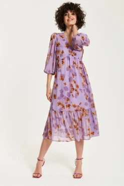 Midi Dresses^Liquorish Floral V-Neck Midi Dress Purple