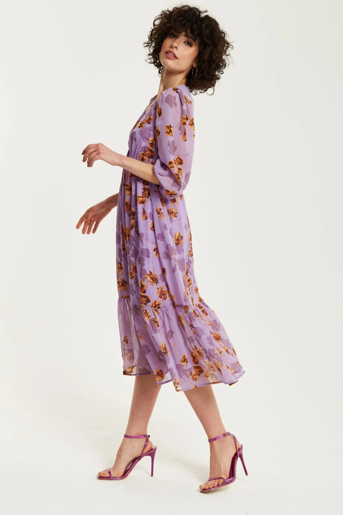 Midi Dresses^Liquorish Floral V-Neck Midi Dress Purple