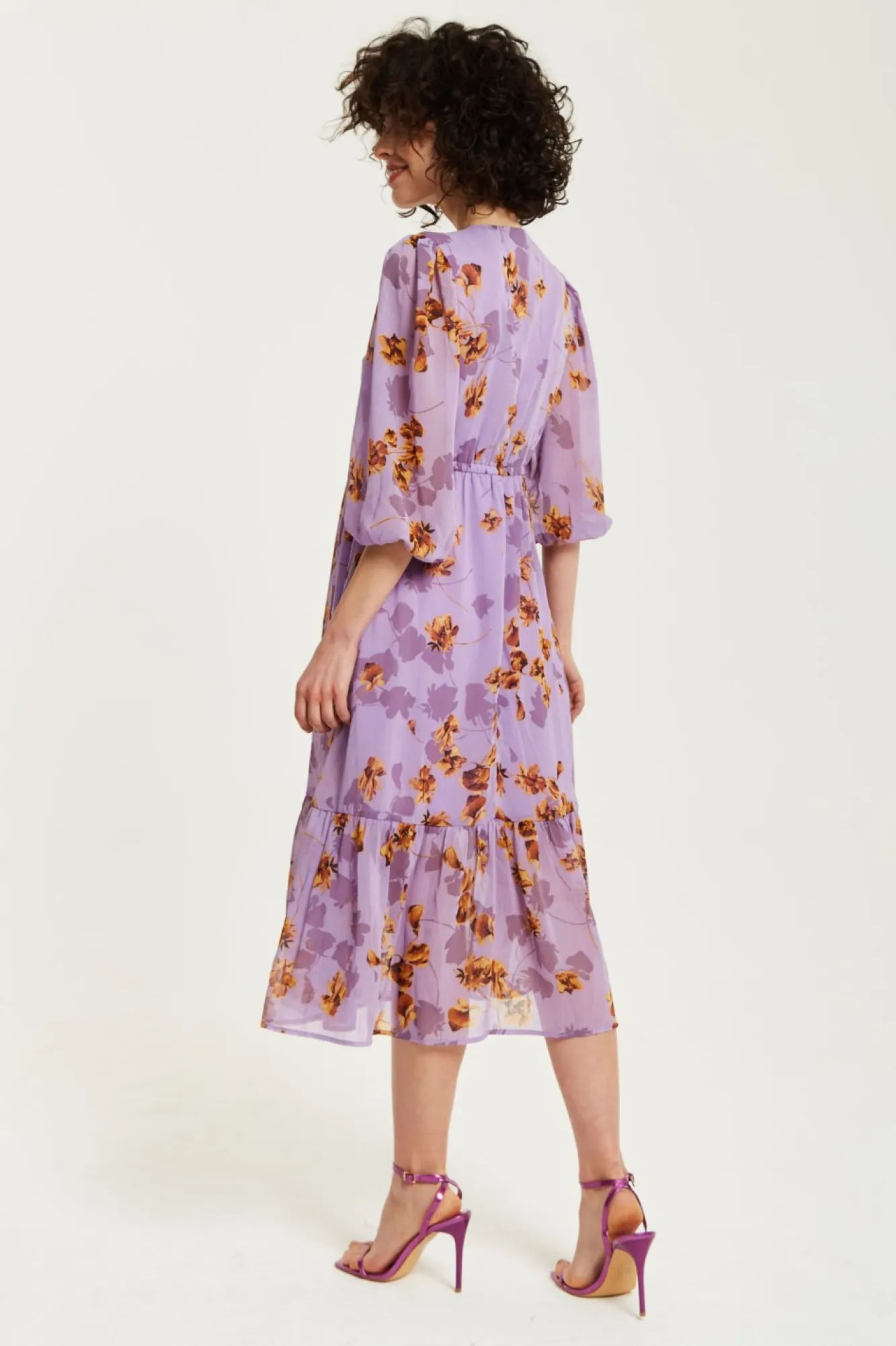 Midi Dresses^Liquorish Floral V-Neck Midi Dress Purple