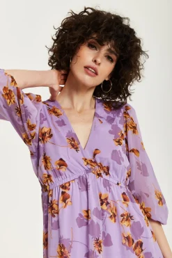 Midi Dresses^Liquorish Floral V-Neck Midi Dress Purple