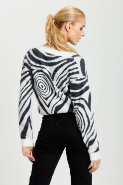 Cardigans^Liquorish Fluffy Black And White Cardigan Blackwhite