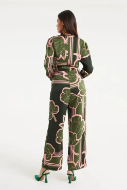 Jumpsuits^Liquorish Geometric Floral Print Jumpsuit In Dark Green