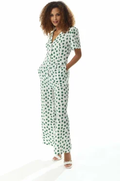 Jumpsuits^Liquorish Green Polka Dot Jumpsuit In White