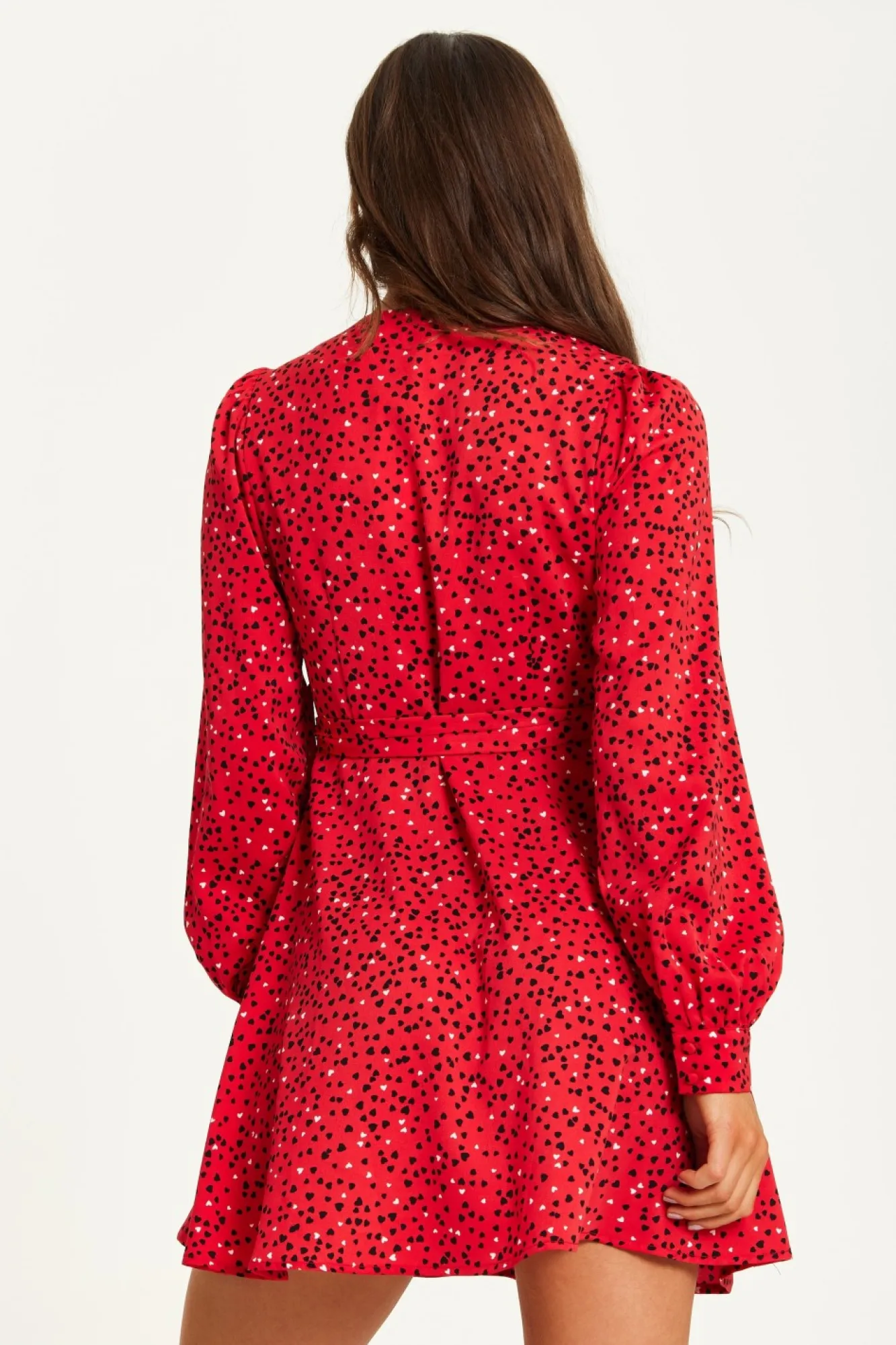 Mini Dresses^Liquorish Heart Print Mini Wrap Dress Red