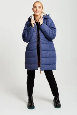 Outerwear^Liquorish Hooded Puffer Coat In Navy