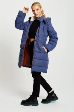 Outerwear^Liquorish Hooded Puffer Coat In Navy