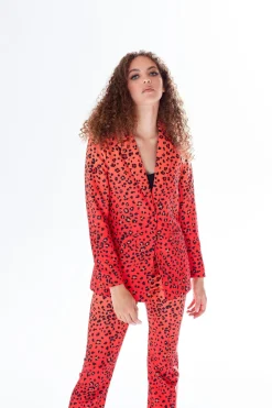 Outerwear^Liquorish Leopard Print Ombre Suit Blazer In Orange Multiorange