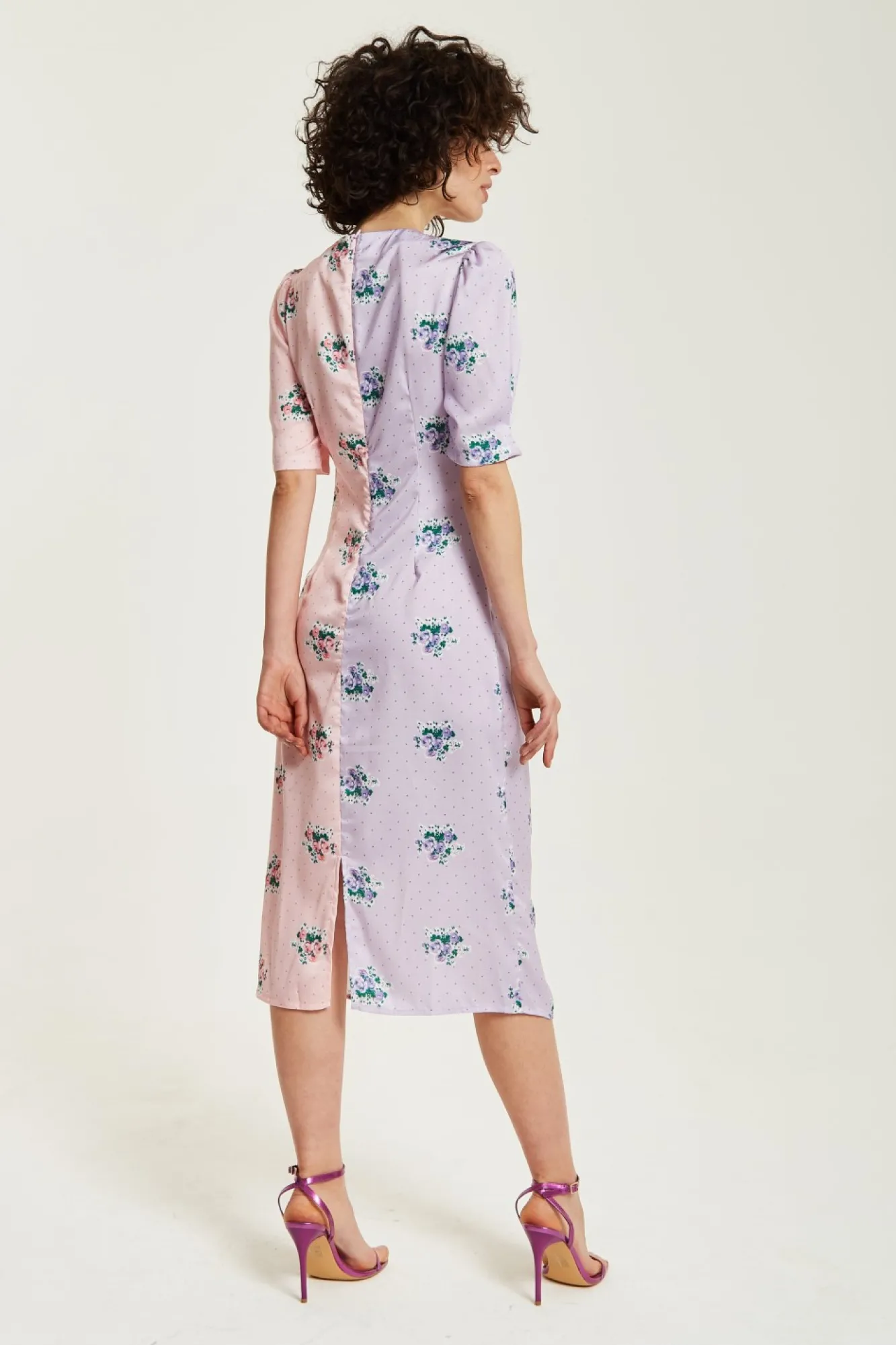 Midi Dresses^Liquorish Lilac And Floral Knot Front Midi Dress Pink