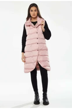 Outerwear^Liquorish Long Puffer Gilet In Pink