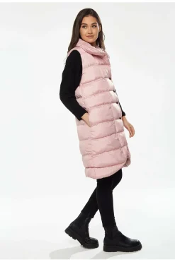 Outerwear^Liquorish Long Puffer Gilet In Pink