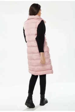 Outerwear^Liquorish Long Puffer Gilet In Pink