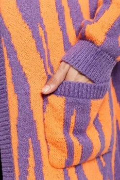 Cardigans^Liquorish Longline Cardigan In Orange And Purple Orangepurple