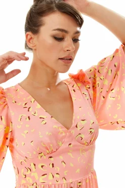 Midi Dresses^Liquorish Midi Abstract Animal Print Dress In Peach