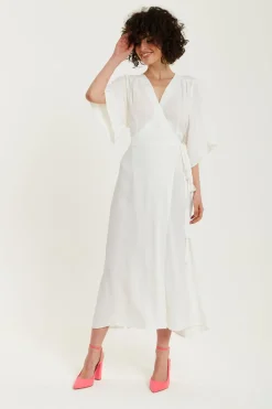 Midi Dresses^Liquorish Midi Wrap Dress In White