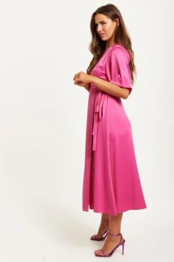 Midi Dresses^Liquorish Midi Wrap Dress With Kimono Sleeves Pink