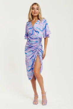 Midi Dresses^Liquorish Midi Wrap Dress With Abstract Zebra Print In Lilac