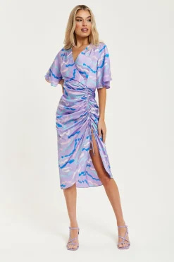 Midi Dresses^Liquorish Midi Wrap Dress With Abstract Zebra Print In Lilac