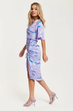 Midi Dresses^Liquorish Midi Wrap Dress With Abstract Zebra Print In Lilac