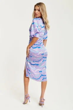 Midi Dresses^Liquorish Midi Wrap Dress With Abstract Zebra Print In Lilac